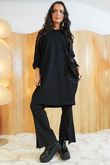 Oscar Maya Sequin Panel Cocoon Tunic Black